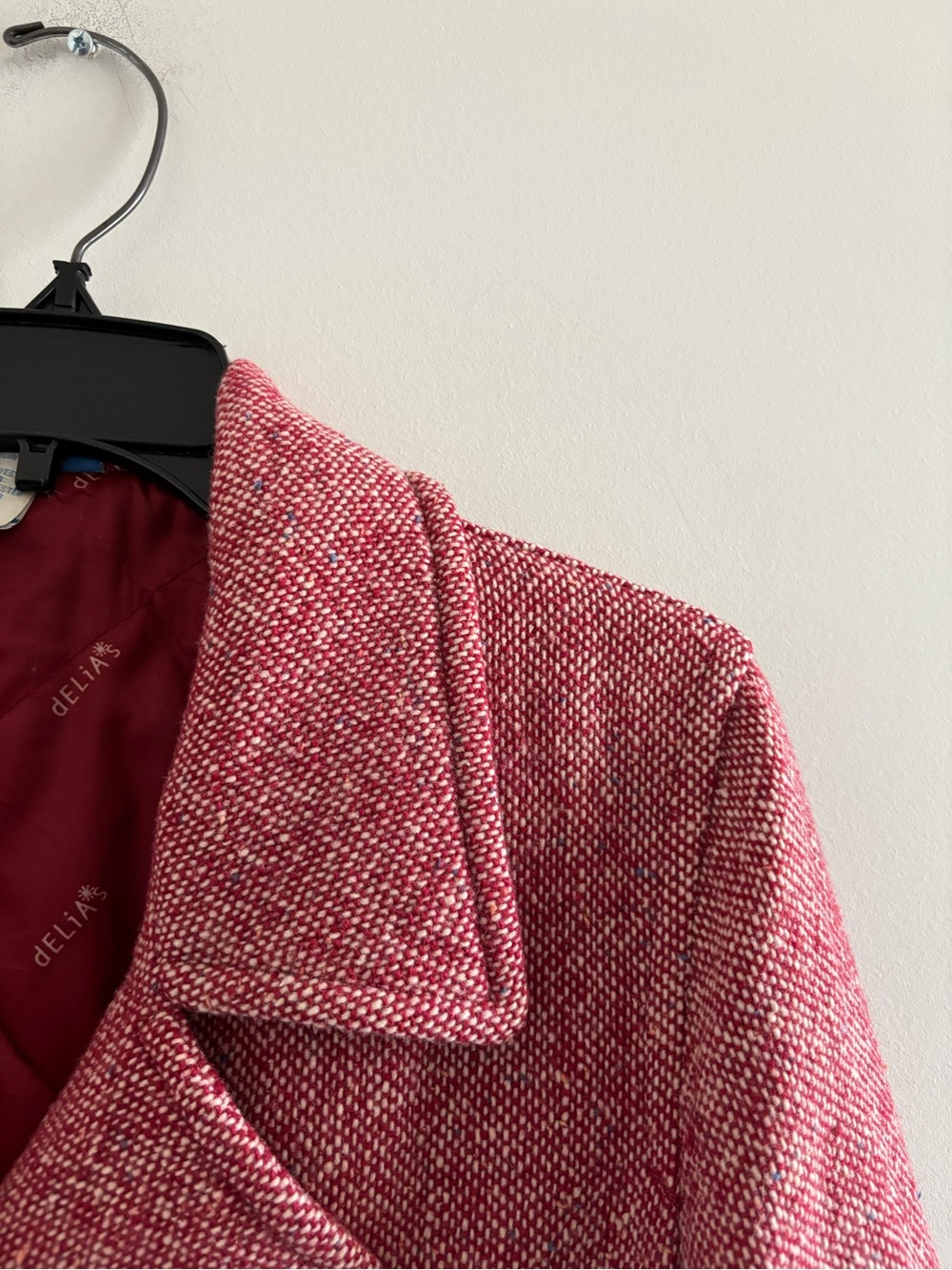 VTG Delia’s Pea Coat Red Wool Tweed Double-Breasted Womens L Y2K Classic Preppy - Picture 5 of 12
